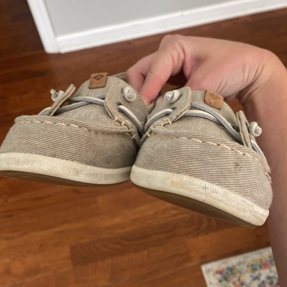 Womens Sperry Topsider Coil Ivy Stone Grey Water Canvas Boat Shoes - Picture 6 of 9